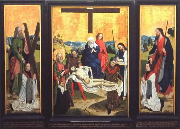 Gerahmter Druck : Triptychon mit Kreuzabnahme Triptychon geöffnet. Gerahmter Druck : Triptychon mit Kreuzabnahme Triptychon geöffnet.