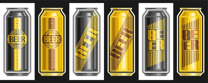 Gerahmter Druck : Vector Bierdosen-Set
