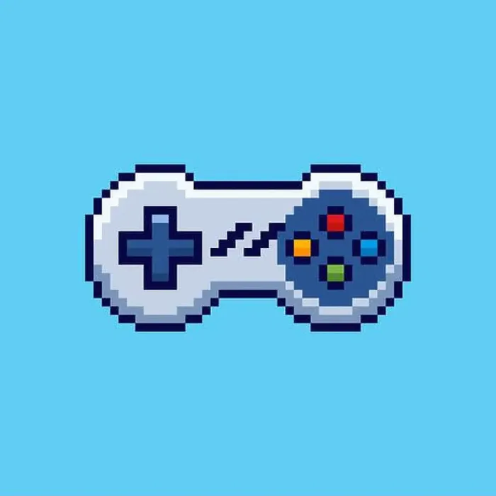 Gerahmter Druck : Vektor-Illustration eines Spielcontrollers mit Pixel-Art-Design, perfekt für Designs mit Themen von Spielinhalten.