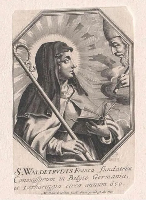 Gerahmter Druck : Waldetrudis, Heilige
