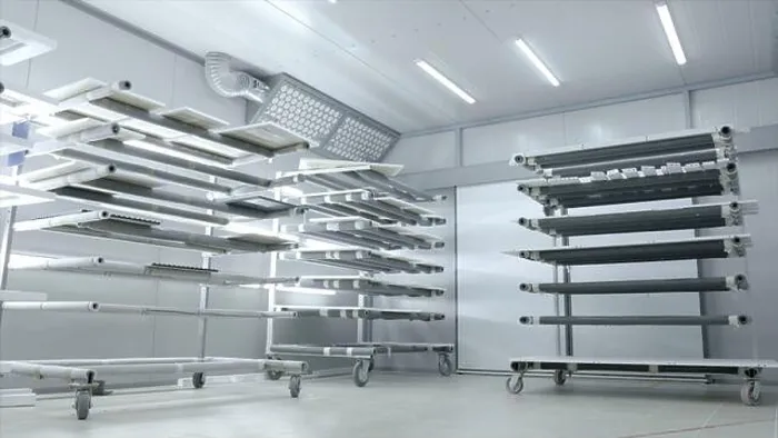 Gerahmter Druck : Lager mit Holzrahmen. Aktion. Modern ausgestattetes Lager für Trocknung lackierter Holzerzeugnisse in Industrieunternehmen. Helle Beleuchtung im Trockenlager Gerahmter Druck : Lager mit Holzrahmen. Aktion. Modern ausgestattetes Lager für Trocknung lackierter Holzerzeugnisse in Industrieunternehmen. Helle Beleuchtung im Trockenlager