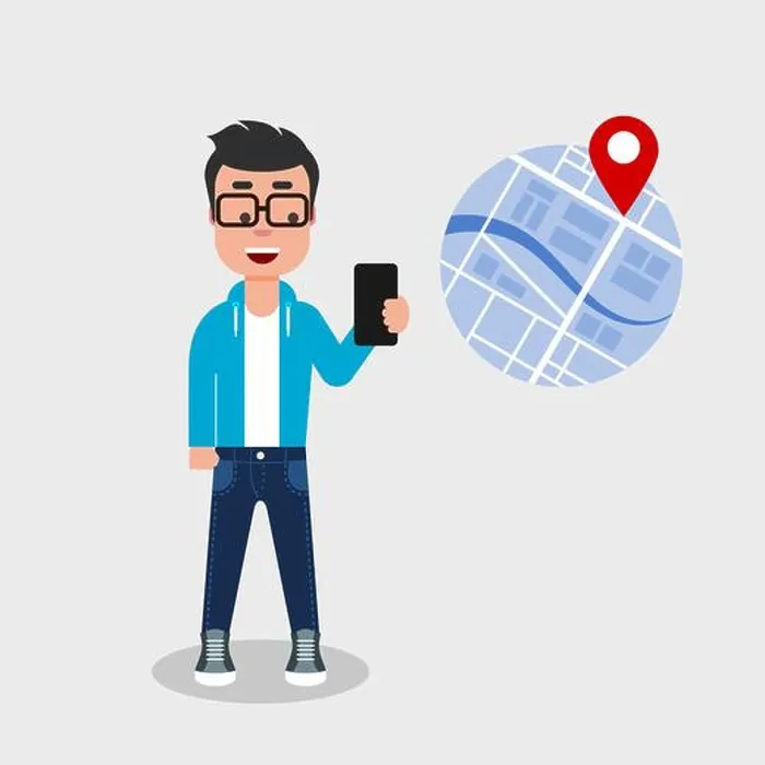 Gerahmter Druck : Jüngerer Mann hält Telefon und verwendet Navigation. Gerahmter Druck : Jüngerer Mann hält Telefon und verwendet Navigation.