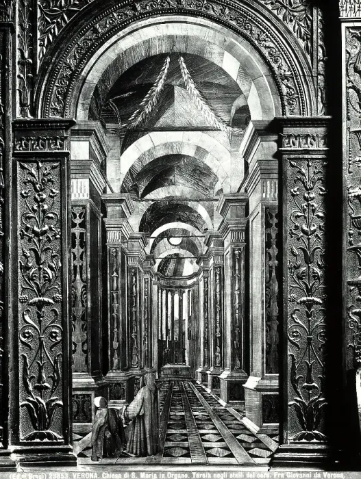 Gerahmter Druck : Kirche von S.Maria in Organo, Chor Gerahmter Druck : Kirche von S.Maria in Organo, Chor