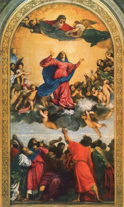 Gerahmter Druck : Pala dell'Assunta von Tizian in der Chiesa di Santa Maria Gloriosa dei Frari, Venedig Gerahmter Druck : Pala dell'Assunta von Tizian in der Chiesa di Santa Maria Gloriosa dei Frari, Venedig