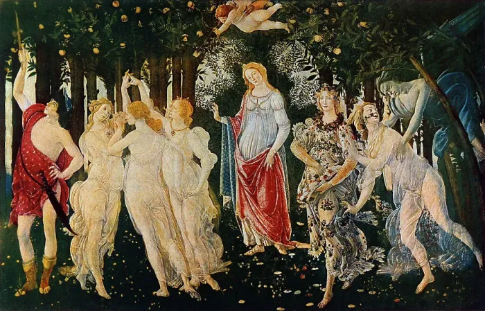 Gerahmter Druck : Botticellis La Primavera in der Galleria degli Uffizi in Florenz Gerahmter Druck : Botticellis La Primavera in der Galleria degli Uffizi in Florenz