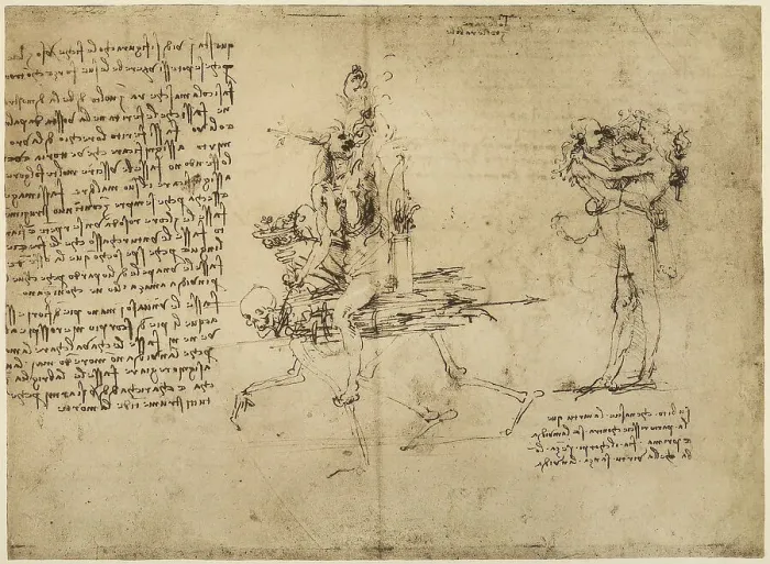 Gerahmter Druck : Allegorische Studio di figure - Tod, böse Gedanken und Neid.