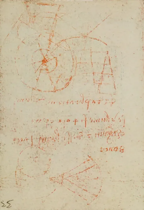 Gerahmter Druck : Studio über das Licht; Entwurf aus dem Codex Forster III, Blatt 58v Gerahmter Druck : Studio über das Licht; Entwurf aus dem Codex Forster III, Blatt 58v