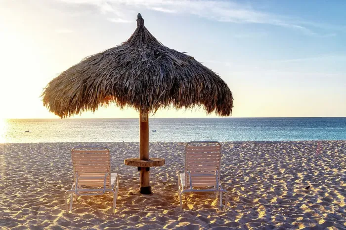 Gerahmter Druck : Aruba, Strand am Eagle Beach