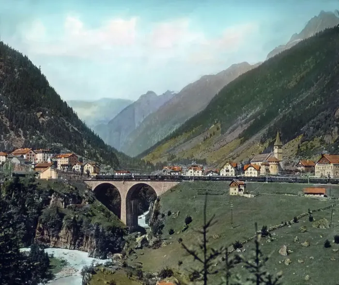 Gerahmter Druck : Gotthardsimplonbahn Gerahmter Druck : Gotthardsimplonbahn