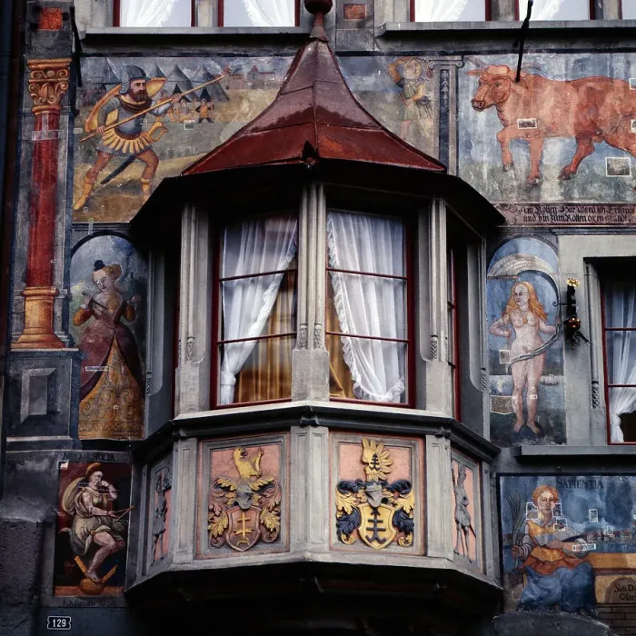 Gerahmter Druck : Bodensee. Gemälterhaus im Steiner Rathaus an der Stadtgrenze zu Deutschland Gerahmter Druck : Bodensee. Gemälterhaus im Steiner Rathaus an der Stadtgrenze zu Deutschland