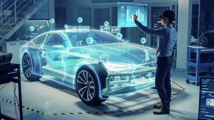 Gerahmter Druck : Automobiltechniker verwendet einen Virtual-Reality-Headset. Gerahmter Druck : Automobiltechniker verwendet einen Virtual-Reality-Headset.