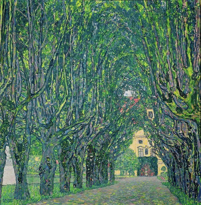 Gerahmter Druck : Allee im Park von Kammerburg durch Klimt Gerahmter Druck : Allee im Park von Kammerburg durch Klimt