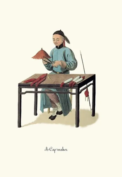 Gerahmter Druck : Hutmacher, China - Kostüme und Berufe Gerahmter Druck : Hutmacher, China - Kostüme und Berufe