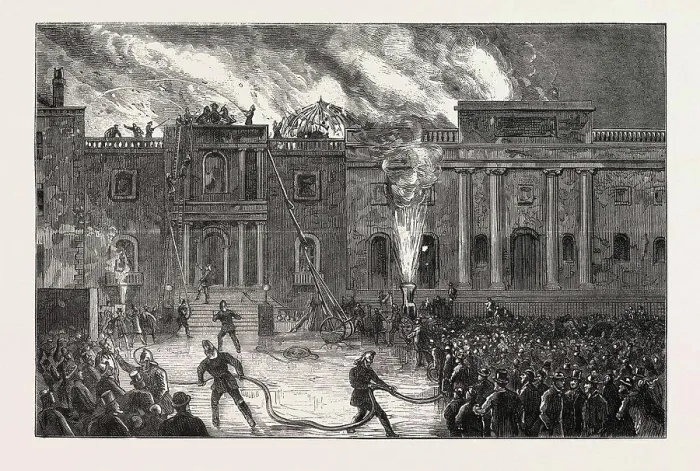 Gerahmter Druck : ZERSTÖRUNG DES GERICHTSHAUSES Gerahmter Druck : ZERSTÖRUNG DES GERICHTSHAUSES