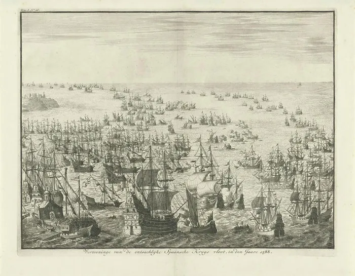 Gerahmter Druck : Untergang der spanischen Armada. Gerahmter Druck : Untergang der spanischen Armada.