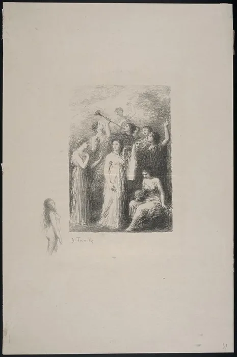 Gerahmter Druck : Frontispiz. Der Blinde, Göttinnen, Musen Griechische Götter. Henri Fantin-Latour (1836-1904). Lithografien und andere Drucke. Gerahmter Druck : Frontispiz. Der Blinde, Göttinnen, Musen Griechische Götter. Henri Fantin-Latour (1836-1904). Lithografien und andere Drucke.