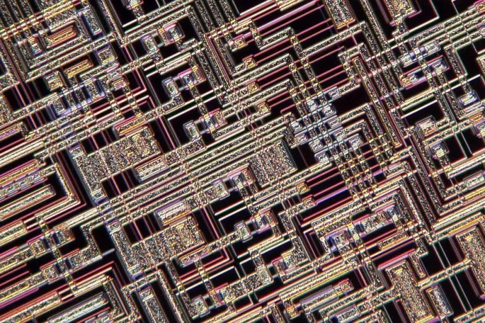 Gerahmter Druck : Mikrochip, Lichtmikroskopie Gerahmter Druck : Mikrochip, Lichtmikroskopie