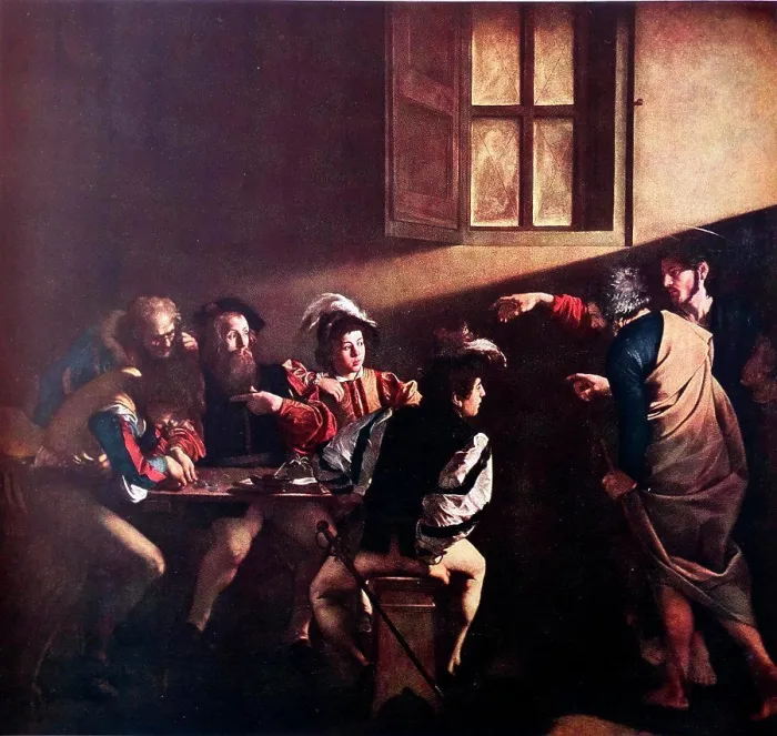 Gerahmter Druck : The Calling of St. Matthews, 16. Jahrhundert Gerahmter Druck : The Calling of St. Matthews, 16. Jahrhundert