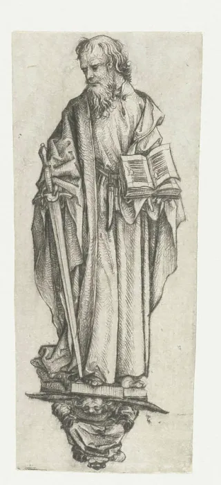 Gerahmter Druck : Heiliger Paulus, auf einem Konsol stehend. Gerahmter Druck : Heiliger Paulus, auf einem Konsol stehend.