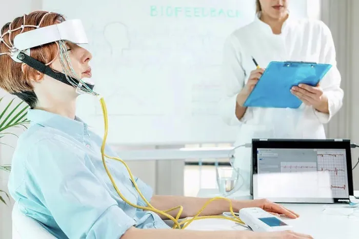 Gerahmter Druck : Biofeedback-Elektroenzephalogramm-Training Gerahmter Druck : Biofeedback-Elektroenzephalogramm-Training