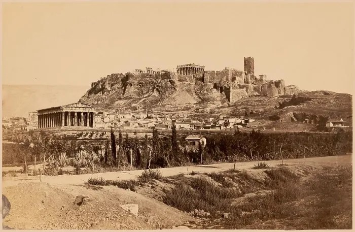 Gerahmter Druck : Theseion gegen die Akropolis Gerahmter Druck : Theseion gegen die Akropolis