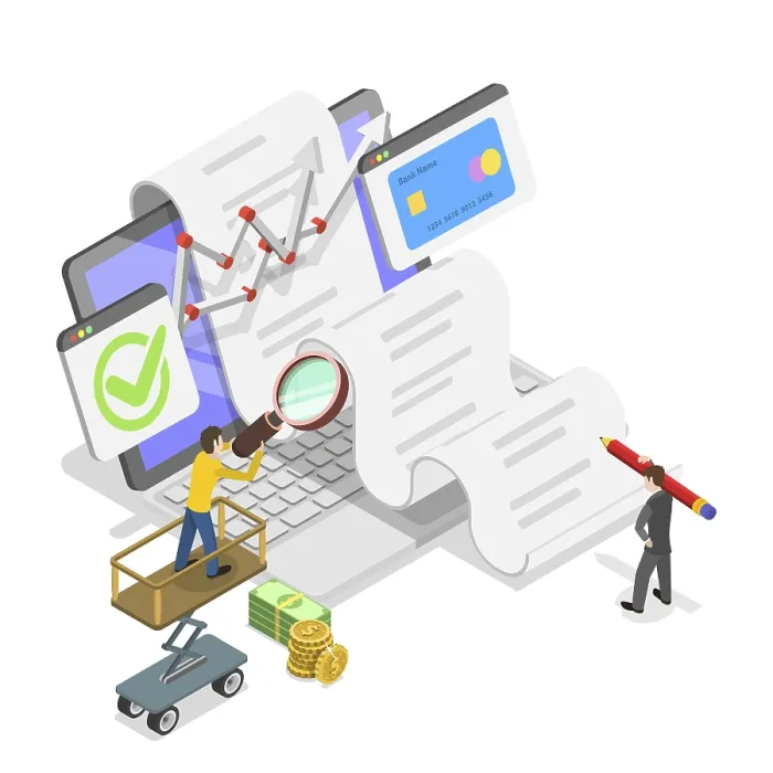 Gerahmter Druck : 3D isometrische Flachillustration von Datenanalyse Gerahmter Druck : 3D isometrische Flachillustration von Datenanalyse