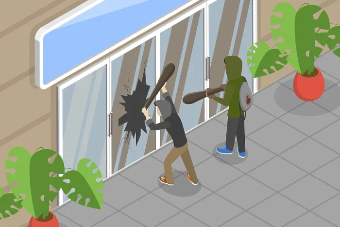 Gerahmter Druck : 3D Isometrische Flache Vektor-Konzept-Illustration von Vandalismus. Gerahmter Druck : 3D Isometrische Flache Vektor-Konzept-Illustration von Vandalismus.