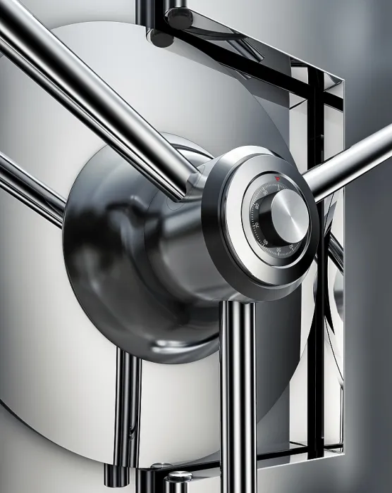 Gerahmter Druck : 3D-Rendern eines Banktresors. Gerahmter Druck : 3D-Rendern eines Banktresors.