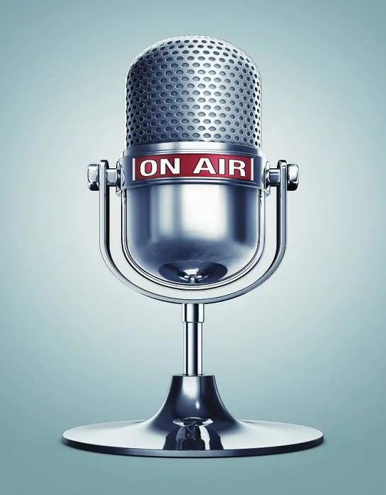 Gerahmter Druck : 3D-Rendern eines Mikrofons mit einem 'On Air'-Icon.