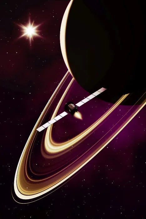 Gerahmter Druck : Saturn-Mission in 3D-Ansicht Gerahmter Druck : Saturn-Mission in 3D-Ansicht