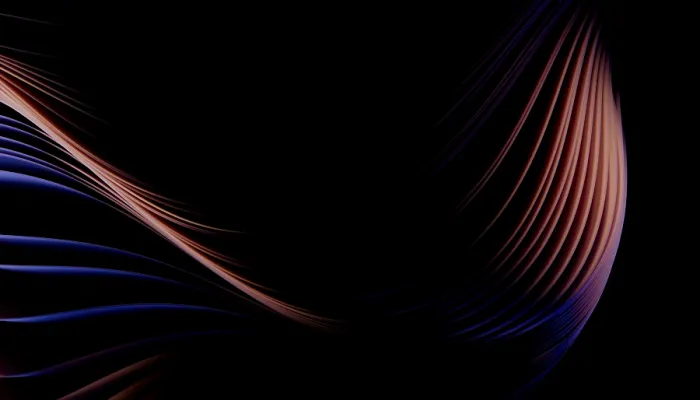 Gerahmter Druck : Abstracte 3D-Design mit glatten, fließenden Wellen in Blau- und Purpur-Tönen gegen schwarzem Hintergrund. Gerahmter Druck : Abstracte 3D-Design mit glatten, fließenden Wellen in Blau- und Purpur-Tönen gegen schwarzem Hintergrund.