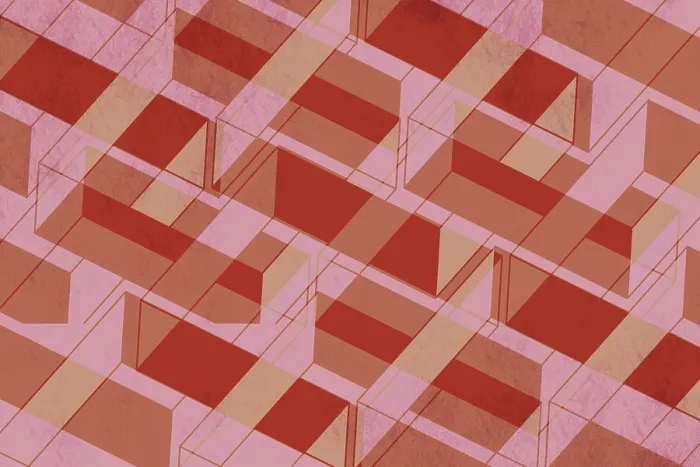 Gerahmter Druck : Ein abstraktes geometrisches Muster, das sich überlappende rote durchsichtige Formen zeigt, die einen komplexen und dynamischen visuellen Effekt erzeugen. Gerahmter Druck : Ein abstraktes geometrisches Muster, das sich überlappende rote durchsichtige Formen zeigt, die einen komplexen und dynamischen visuellen Effekt erzeugen.