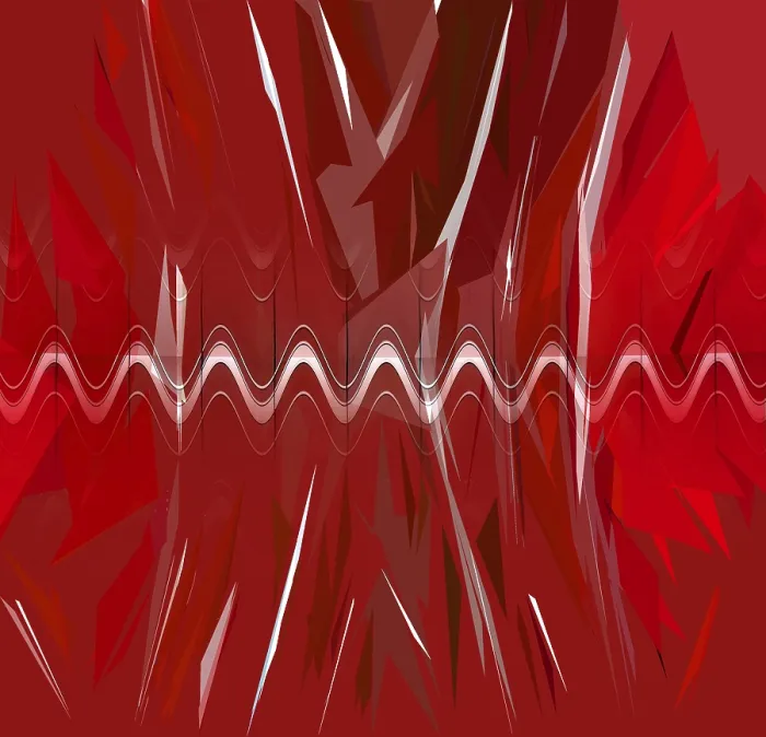 Gerahmter Druck : Abstrakte Bild mit verschiedenen Formen und Elementen in einer roten Farbe. Gerahmter Druck : Abstrakte Bild mit verschiedenen Formen und Elementen in einer roten Farbe.