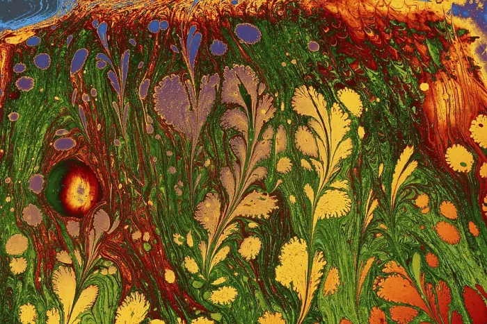 Gerahmter Druck : Abstraktes Marbling-Floral-Muster für Stoff. Gerahmter Druck : Abstraktes Marbling-Floral-Muster für Stoff.