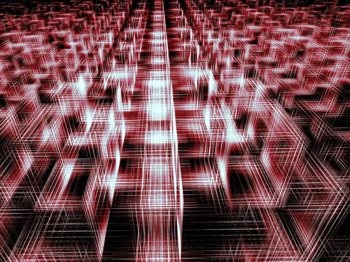 Gerahmter Druck : Abstrakte Technik auf rotem Hintergrund - computer-generierte 3D-Illustration. Gerahmter Druck : Abstrakte Technik auf rotem Hintergrund - computer-generierte 3D-Illustration.