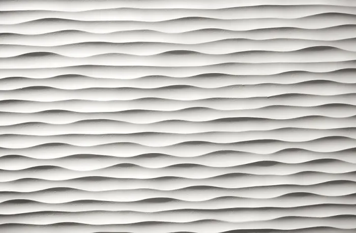 Gerahmter Druck : Abstrakte wellenförmige Textur in Weiß, die sich wiederholt und einen modernen 3D-Effekt schafft. Gerahmter Druck : Abstrakte wellenförmige Textur in Weiß, die sich wiederholt und einen modernen 3D-Effekt schafft.