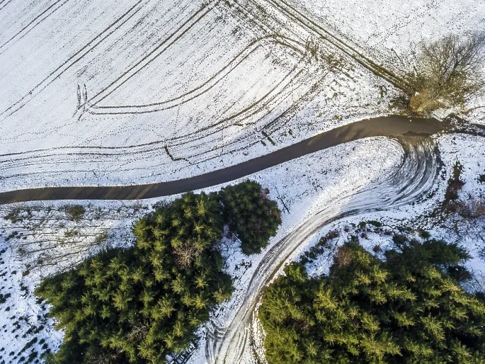 Gerahmter Druck : Luftbild von schneebedeckten Feldern. Gerahmter Druck : Luftbild von schneebedeckten Feldern.