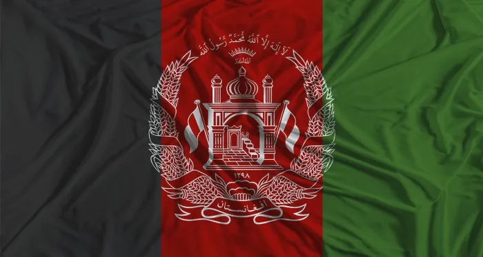 Gerahmter Druck : Afghanische Flagge mit Stofftextur-Hintergrund. Gerahmter Druck : Afghanische Flagge mit Stofftextur-Hintergrund.