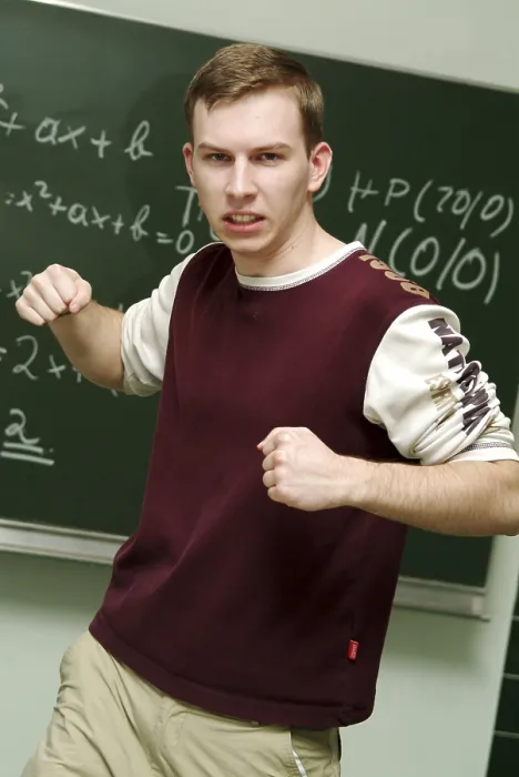 Gerahmter Druck : Aggressive Schuljunge Gerahmter Druck : Aggressive Schuljunge