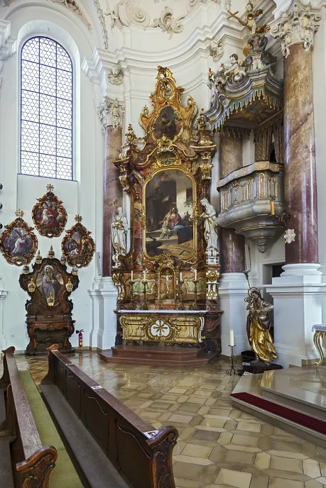 Gerahmter Druck : Seiteneingang und Kanzel, St. Andreas Gerahmter Druck : Seiteneingang und Kanzel, St. Andreas