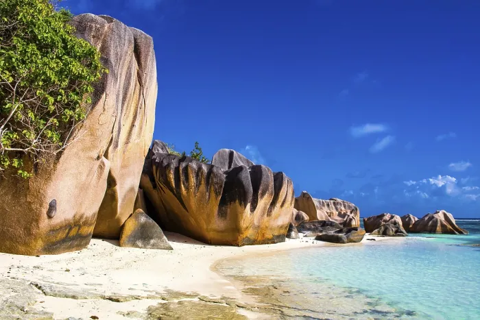 Gerahmter Druck : Anse Source d'Argent, Granitstrand Gerahmter Druck : Anse Source d'Argent, Granitstrand