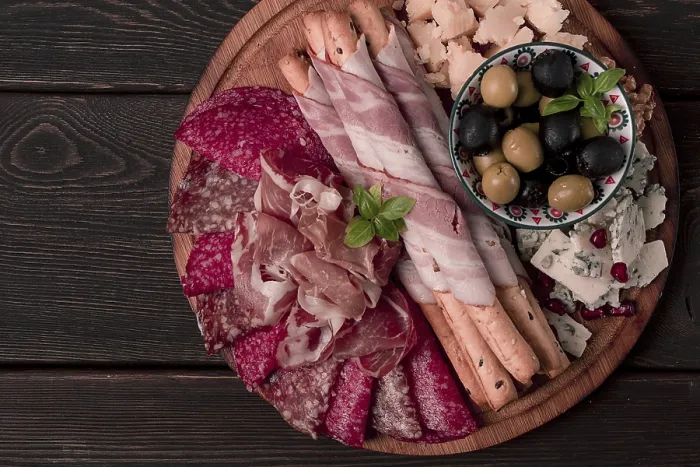 Gerahmter Druck : Vorspeise, Vorrat, Satz, Wurst Gerahmter Druck : Vorspeise, Vorrat, Satz, Wurst