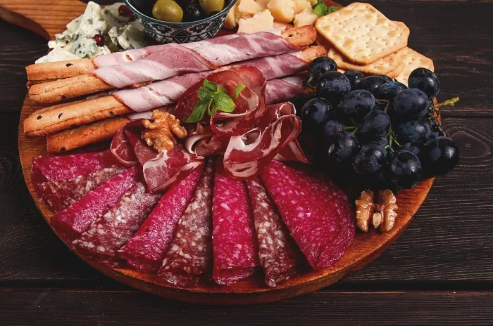 Gerahmter Druck : Vorspeise, Vorrat, Satz, Wurst Gerahmter Druck : Vorspeise, Vorrat, Satz, Wurst
