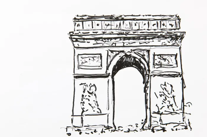 Gerahmter Druck : Triumphbogen Arc de Triomphe in Paris, Frankreich