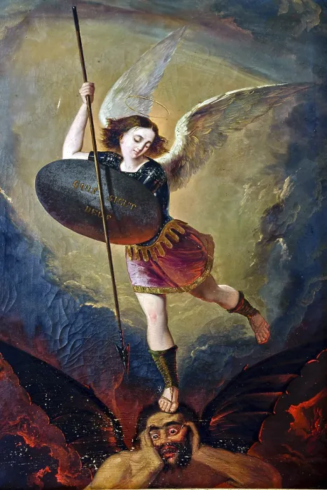 Gerahmter Druck : Erzengel Michael und der Teufel. Gerahmter Druck : Erzengel Michael und der Teufel.