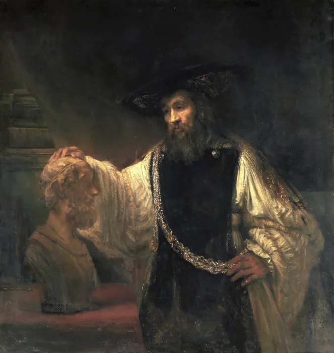Gerahmter Druck : Aristoteles mit einem Bust von Homer. Gerahmter Druck : Aristoteles mit einem Bust von Homer.