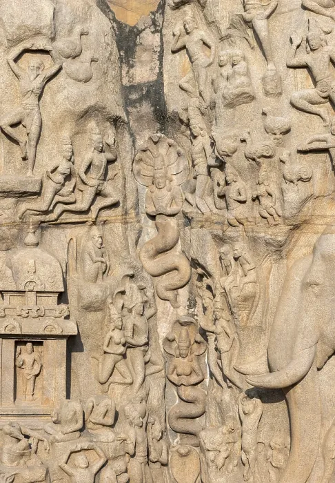 Gerahmter Druck : Detail von Arjunas Buße. Gerahmter Druck : Detail von Arjunas Buße.