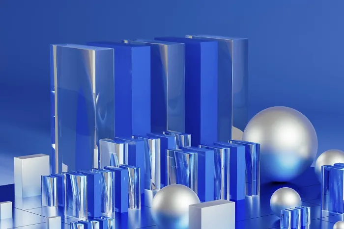 Gerahmter Druck : Ein Array geometrischer Formen, in Blau gegossen, beleuchtet eine beeindruckende 3D-Technologie-Umgebung. Gerahmter Druck : Ein Array geometrischer Formen, in Blau gegossen, beleuchtet eine beeindruckende 3D-Technologie-Umgebung.