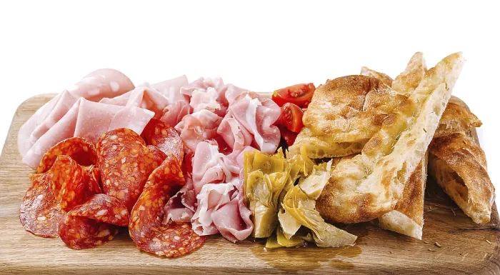 Gerahmter Druck : Array italienischer kalter Schinken, Artischocken.