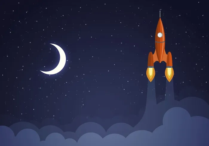 Gerahmter Druck : Kunststart-Rakete mit Himmel-Space. Start-up-Konzept Gerahmter Druck : Kunststart-Rakete mit Himmel-Space. Start-up-Konzept